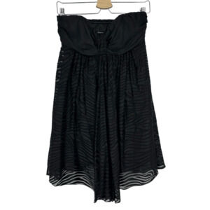 Vintage Y2K Express Babydoll Silk Tunic Top Strapless Black Fairy Goth Size 4